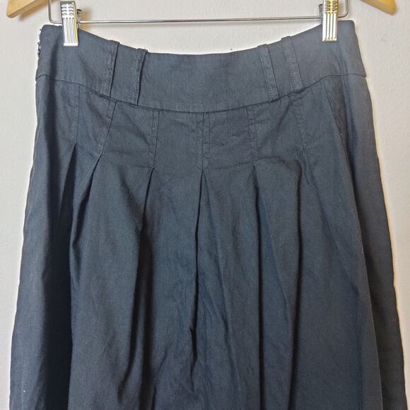 Vintage Cache Pleated Linen Blend Black Full Mini Skirt Small Minimalist 90s Y2K - Picture 5 of 11